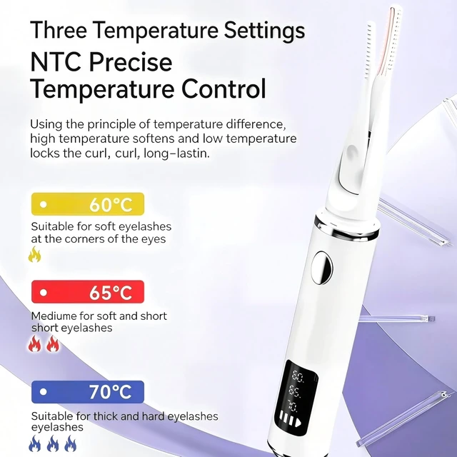 Alt view image 5 of 7 - Heated Eyelash Curler, 3-Mode Electric Lash Curler with Digital Display, Type-C Rechargeable, Anti-Burn, Fast 10s Heating, Portable Eyelash Curlers for Women (Natural 24H Curl)