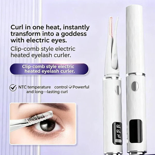 Alt view image 4 of 7 - Heated Eyelash Curler, 3-Mode Electric Lash Curler with Digital Display, Type-C Rechargeable, Anti-Burn, Fast 10s Heating, Portable Eyelash Curlers for Women (Natural 24H Curl)