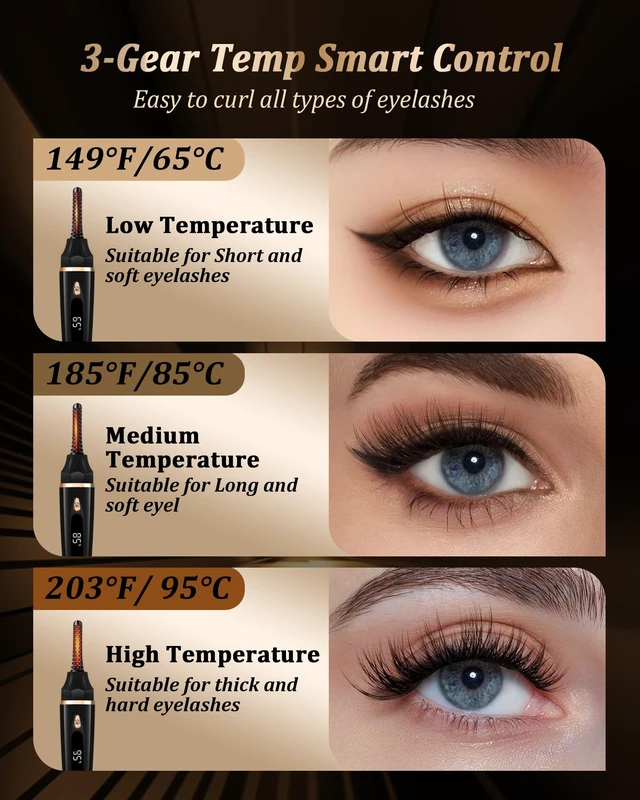 Alt view image 5 of 7 - Heated Eyelash Curlers - Eye Lash Curler Heat with Eyelash Comb - Electric Eyelash Curler - Rizador De Pestañasey LED Display 3 Temp Settings USB Charge Natural Curling 24H for Women Makeup Tool Gifts