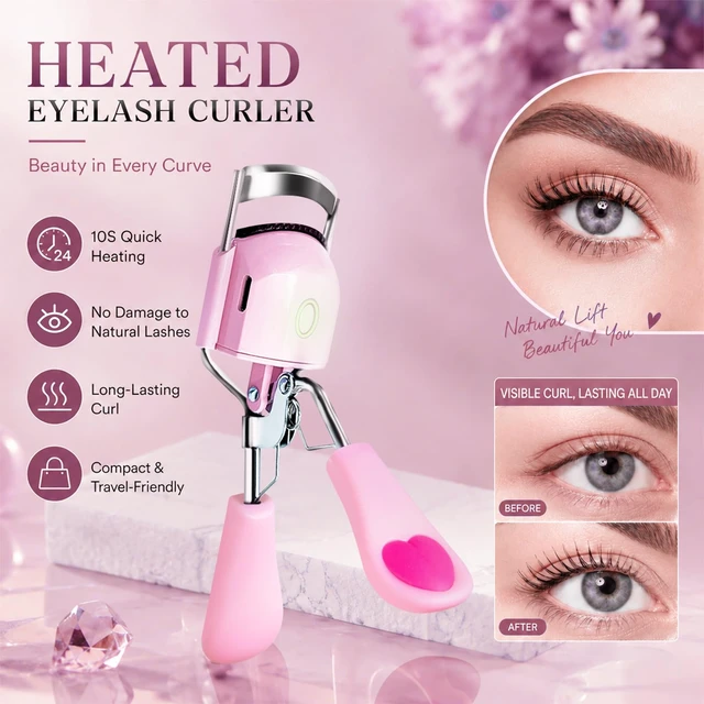 Alt view image 3 of 7 - Heated Eyelash Curler, Electric Lash Curler for Women, 10s Fast Heating USB Rechargeable Heated Eyelash Curlers with Color Changing Silicone Pad, Long Lasting Eye Makeup Tools, Gifts for Her