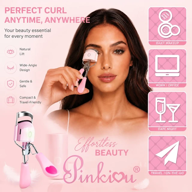 Alt view image 2 of 7 - Heated Eyelash Curler, Electric Lash Curler for Women, 10s Fast Heating USB Rechargeable Heated Eyelash Curlers with Color Changing Silicone Pad, Long Lasting Eye Makeup Tools, Gifts for Her