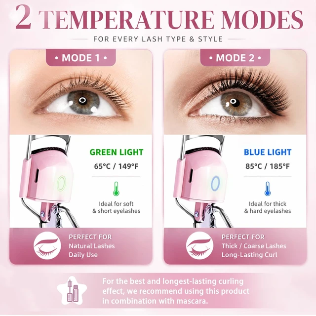 Alt view image 7 of 7 - Heated Eyelash Curler, Electric Lash Curler for Women, 10s Fast Heating USB Rechargeable Heated Eyelash Curlers with Color Changing Silicone Pad, Long Lasting Eye Makeup Tools, Gifts for Her
