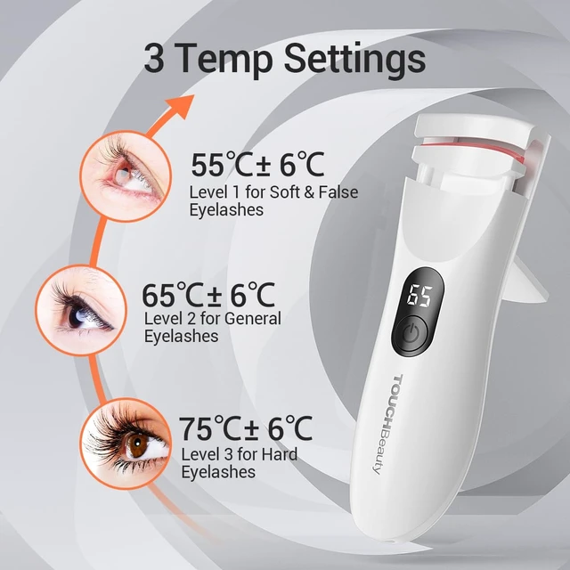 Alt view image 3 of 7 - Heated Eyelash Curler,Rechargeable Electric Eyelash Curler with LED Display,3-Level Adjustable Temperature,Rechargeable Natural Curling 24H Long Lasting for Women AG-2316