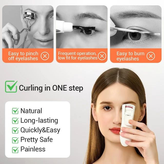Alt view image 5 of 7 - Heated Eyelash Curler,Rechargeable Electric Eyelash Curler with LED Display,3-Level Adjustable Temperature,Rechargeable Natural Curling 24H Long Lasting for Women AG-2316