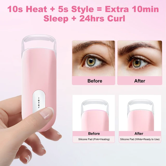 Alt view image 4 of 7 - Visible Heated Eyelash Curler, Rechargeable Electric Eyelash Curlers 10S Fast Heat, Safe Anti-Burn Mini Heat Eye Lash Curler 24Hrs Long Lasting Natural C Curl Lashes (Pink)