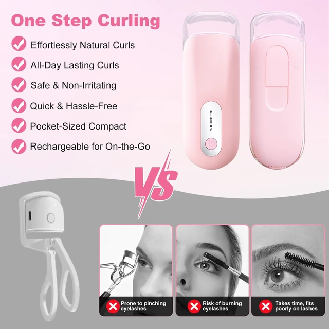 Alt view image 6 of 7 - Visible Heated Eyelash Curler, Rechargeable Electric Eyelash Curlers 10S Fast Heat, Safe Anti-Burn Mini Heat Eye Lash Curler 24Hrs Long Lasting Natural C Curl Lashes (Pink)