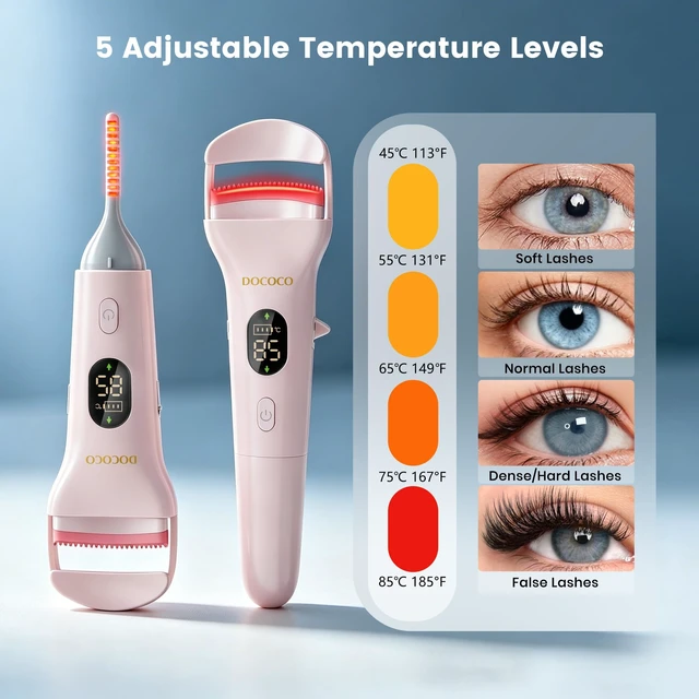 Alt view image 2 of 7 - Dual Head Heated Eyelash Curler, Mini USB-C Rechargeable Lash Curler, Electric Eye Lash Curler with 5 Heat Settings, 8s Fast Heating 24H Lift for Long-Lasting Natural Effortless Curves Eyelashes