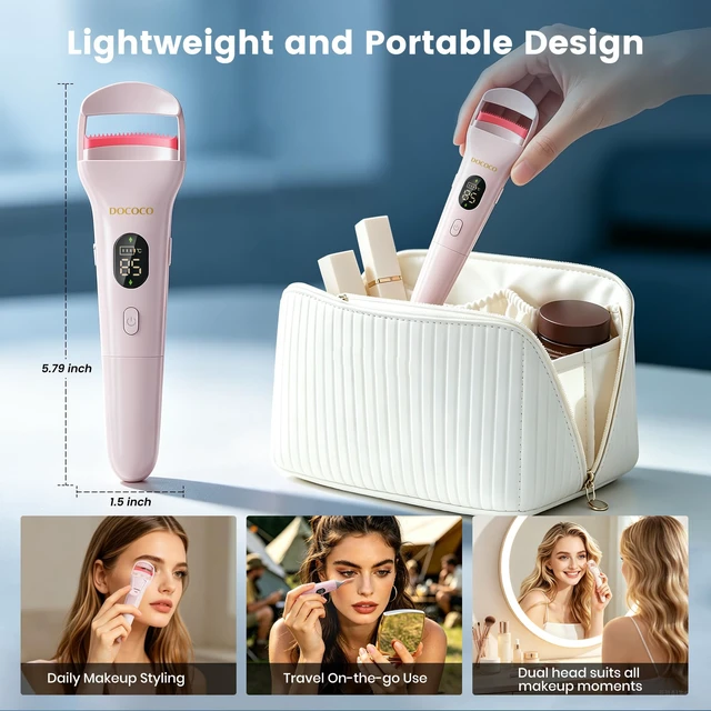 Alt view image 5 of 7 - Dual Head Heated Eyelash Curler, Mini USB-C Rechargeable Lash Curler, Electric Eye Lash Curler with 5 Heat Settings, 8s Fast Heating 24H Lift for Long-Lasting Natural Effortless Curves Eyelashes