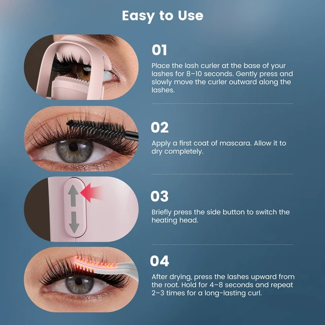 Alt view image 7 of 7 - Dual Head Heated Eyelash Curler, Mini USB-C Rechargeable Lash Curler, Electric Eye Lash Curler with 5 Heat Settings, 8s Fast Heating 24H Lift for Long-Lasting Natural Effortless Curves Eyelashes