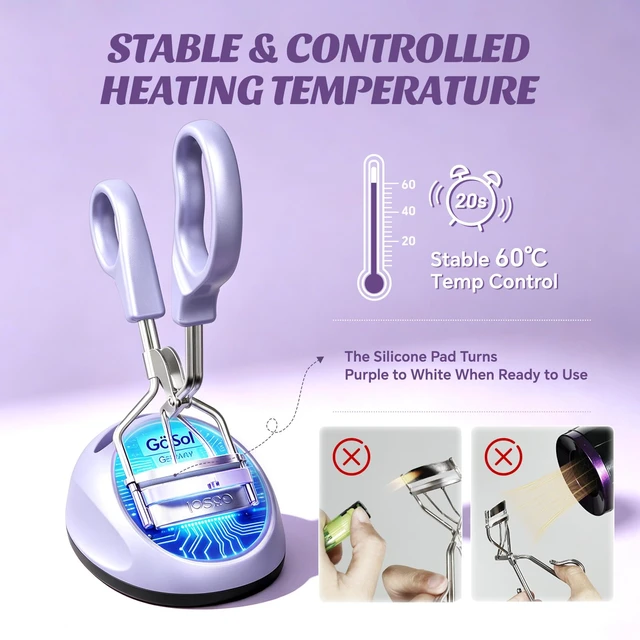 Alt view image 4 of 7 - Heated Eyelash Curler & Warming Base Set, Long-Lasting Curl, Anti-Burn Safe Electric Eye Lash Curler, Detachable Design, Constant Temp Control, Heat Sensitive Silicone Pad, USB Powered, 2 Refill Pads