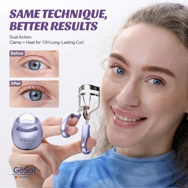Alt view image 5 of 7 - Heated Eyelash Curler & Warming Base Set, Long-Lasting Curl, Anti-Burn Safe Electric Eye Lash Curler, Detachable Design, Constant Temp Control, Heat Sensitive Silicone Pad, USB Powered, 2 Refill Pads