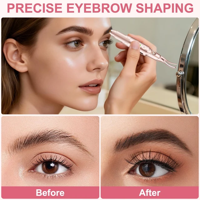 Alt view image 4 of 7 - 2 -in-1 Heated Eyelash Curler and Eyebrow Trimmer for Women, 10S Fast Heating, Electric Eyelash Curler with 2 Temp Settings Suit for All Lashes, 24H Long Lasting Curls, Christmas Gift for Women Girls