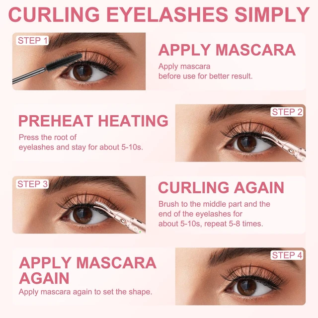 Alt view image 6 of 7 - 2 -in-1 Heated Eyelash Curler and Eyebrow Trimmer for Women, 10S Fast Heating, Electric Eyelash Curler with 2 Temp Settings Suit for All Lashes, 24H Long Lasting Curls, Christmas Gift for Women Girls