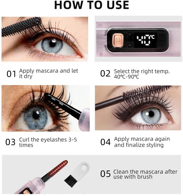 Alt view image 4 of 7 - Heated Eyelash Curler, Eye Lash Curler Heated for Women's Lift Misty Pink USB-C Rechargeable Electric Eyelash Curler, 6 Temp Settings, Fast Heat, Safe Design, Travel Curler & Daily Use Rose Accent
