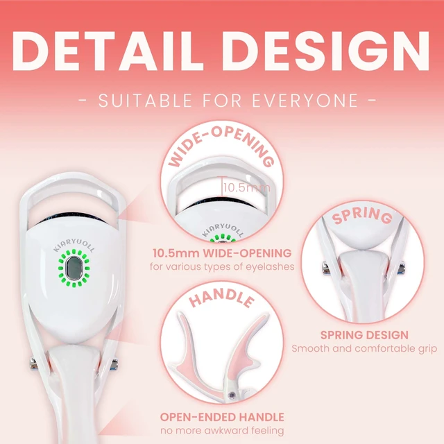 Alt view image 2 of 7 - Rechargeable Heated Eyelash Curler, with Portable Clamp (White) | Plastic Battery Operated Curler Fits All Eye Types, Professional Hot Lash Tool, Perfect Beauty Accessory For Daily Makeup