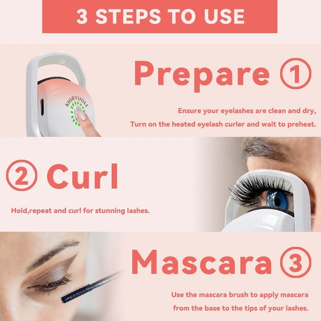 Alt view image 4 of 7 - Rechargeable Heated Eyelash Curler, with Portable Clamp (White) | Plastic Battery Operated Curler Fits All Eye Types, Professional Hot Lash Tool, Perfect Beauty Accessory For Daily Makeup
