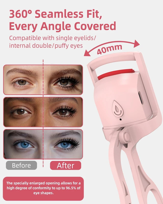 Alt view image 5 of 7 - Heated Eyelash Curler,24H Long-Lasting Curls &Safe Anti-Burn (Pink) | Electric Eyelash Curlers with Silicone Pad,5s Fast Heating, Type-C Quick Charge, Intelligent Temp Control