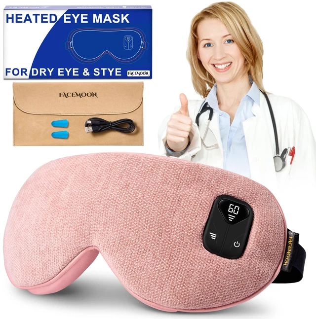 Main image of Cordless Heated Eye Mask for Dry, Tired Eyes, Hot Compress with Flaxseed Nose Bridge for Better Blackout & Focused Warmth, Rechargeable Warm 3 Heat Levels, 4 Timers, No Microwave Needed, Pink
