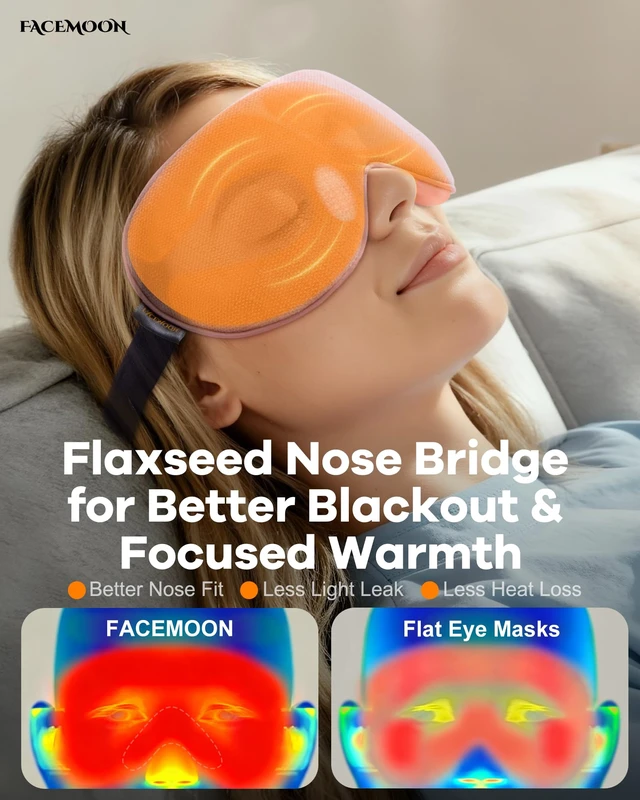 Alt view image 4 of 7 - Cordless Heated Eye Mask for Dry, Tired Eyes, Hot Compress with Flaxseed Nose Bridge for Better Blackout & Focused Warmth, Rechargeable Warm 3 Heat Levels, 4 Timers, No Microwave Needed, Pink