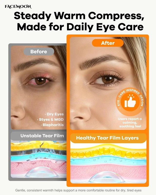 Alt view image 3 of 7 - Cordless Heated Eye Mask for Dry, Tired Eyes, Hot Compress with Flaxseed Nose Bridge for Better Blackout & Focused Warmth, Rechargeable Warm 3 Heat Levels, 4 Timers, No Microwave Needed, Pink