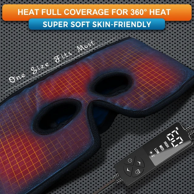 Alt view image 3 of 7 - Moist Heat Sinus Mask with Eye Holes, 3 Heat & 5 Timer Settings | Face Heating Pad with Adjustable Strap, Overheat Shutoff, Machine-Washable Design
