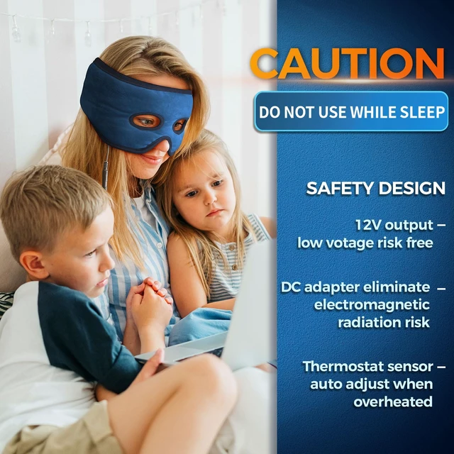 Alt view image 7 of 7 - Moist Heat Sinus Mask with Eye Holes, 3 Heat & 5 Timer Settings | Face Heating Pad with Adjustable Strap, Overheat Shutoff, Machine-Washable Design