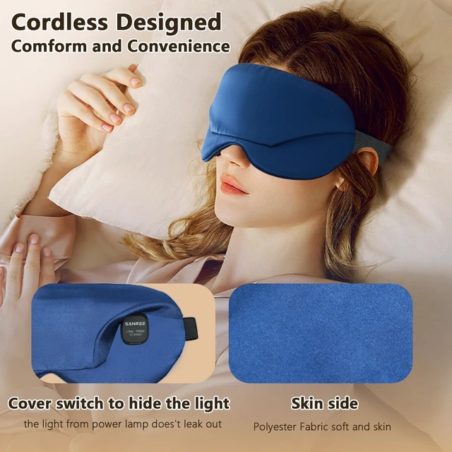 Alt view image 5 of 7 - Cordless Heated Eye Mask,Eye Mask for Dry Eyes,Improved Sleep | Electric Warm Compress for Eyes,Blackout Eye Heating Pad for Eye Relief,Rechargeable Warming Eyes Mask for Travel