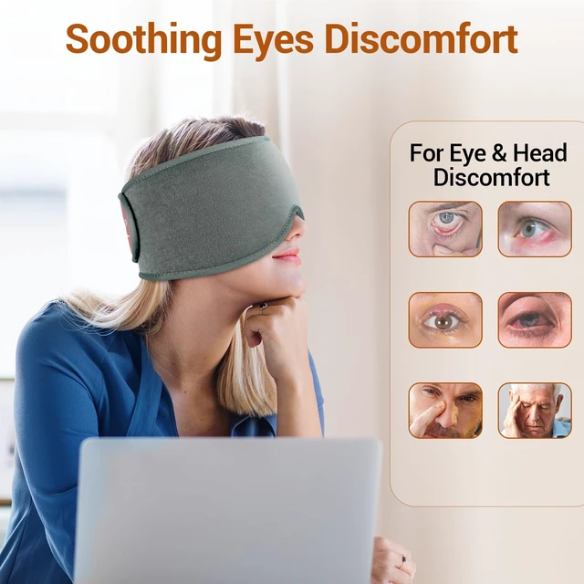 Alt view image 2 of 7 - Heated Eye Mask for Dry Eyes, USB Wearable Eye Heating Pad | Sinus Headache Migraine Relief Mask, Warm Compress for Eyes with 3 Heat and Time Settings