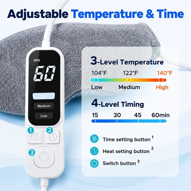 Alt view image 3 of 7 - Heated Eye Mask, Warm Eye Compress Mask for Dry Eyes | USB Electric Eye Heating Pad, with Temperature & Timer Control, Dry Eye Mask for Blepharitis, Sinus Migraine (Black)