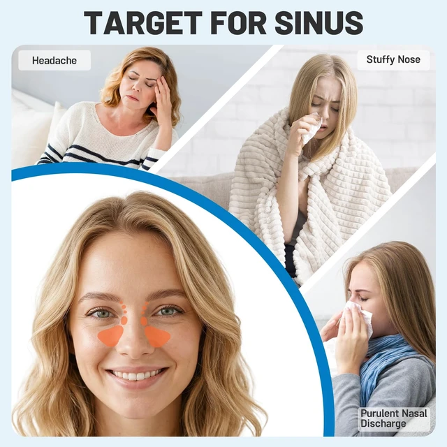 Alt view image 2 of 7 - Cordless Heated Face Mask for Sinus Pressure, 2500mAh Rechargeable Face Heating Pad for Sinuses with 4 Heat Levels & 4 Time Settings, Adjustable Portable Electric Warm Compress Sinus Mask (Grey)