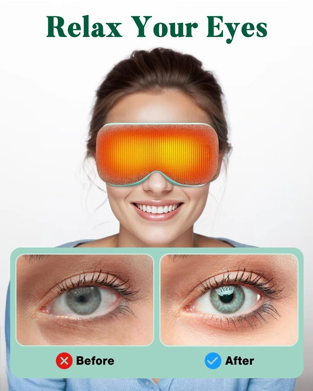Alt view image 3 of 7 - Heated Eye Mask for Dry Eyes, FSA Eligible HSA, Cordless Warm Compress for Eyes, Light Blocking Eye Heating Pad, Styes, Sleep, Cover Washable, Rechargeable, Light Blue