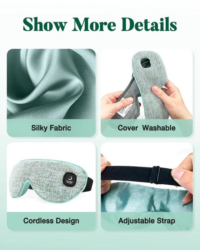 Alt view image 7 of 7 - Heated Eye Mask for Dry Eyes, FSA Eligible HSA, Cordless Warm Compress for Eyes, Light Blocking Eye Heating Pad, Styes, Sleep, Cover Washable, Rechargeable, Light Blue