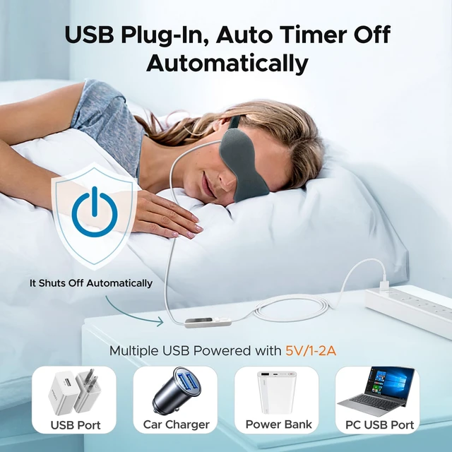 Alt view image 6 of 7 - Heated Eye Mask, Warm Eye Compress Mask for Dry Eyes | USB Electric Eye Heating Pad, with Temperature & Timer Control, Dry Eye Mask for Blepharitis, Sinus Migraine (Grey)