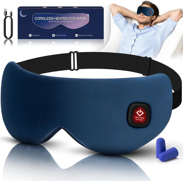 Main image of Cordless Heated Eye Mask for Dry Eyes, Blocking Light Sleeping Mask Warm Eye Compresses Electric Heating Pad for Stye Eye Treatment Blepharitis Sinus Migraine Gifts for Woman Man