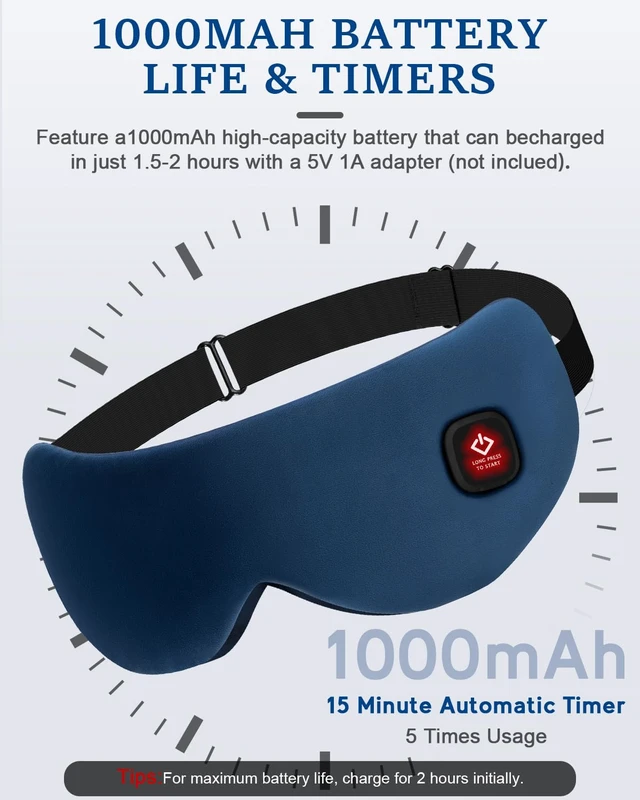Alt view image 3 of 7 - Cordless Heated Eye Mask for Dry Eyes, Blocking Light Sleeping Mask Warm Eye Compresses Electric Heating Pad for Stye Eye Treatment Blepharitis Sinus Migraine Gifts for Woman Man