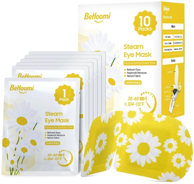 Main image of Steam Eye Mask, 10Packs Heated Eye Mask, Self Heating Disposable SPA Warm Compress for Eyes Sleep Mask, Travel Essentials & Relaxation Gifts for Women (Chamomile Scent)