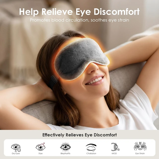 Alt view image 2 of 7 - Heated Eye Mask for Dry Eyes & Stye - Microwavable Warm Compress | For Blepharitis, Chalazion, MGD-Lightweight, No Heavy Pressure-Reusable Moist Heat Mask with Natural Flaxseed (Gray)
