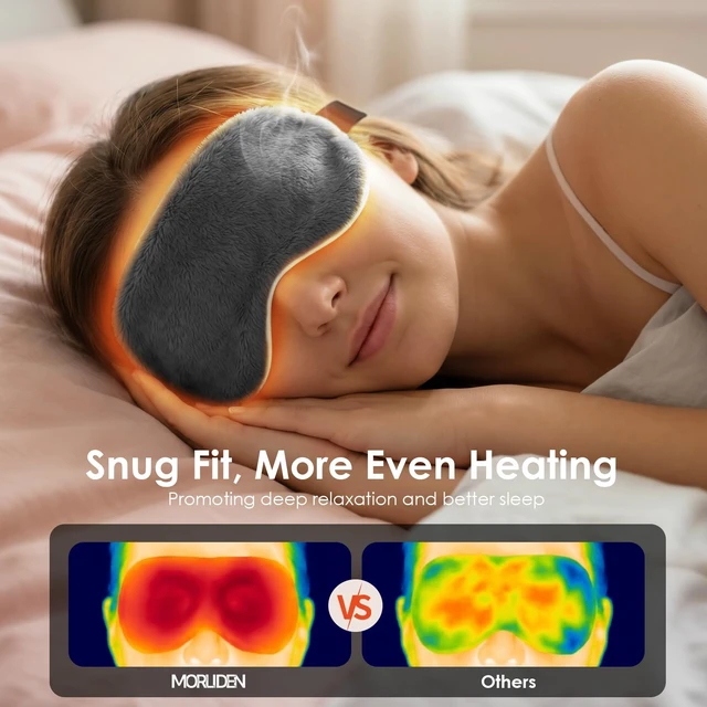 Alt view image 4 of 7 - Heated Eye Mask for Dry Eyes & Stye - Microwavable Warm Compress | For Blepharitis, Chalazion, MGD-Lightweight, No Heavy Pressure-Reusable Moist Heat Mask with Natural Flaxseed (Gray)