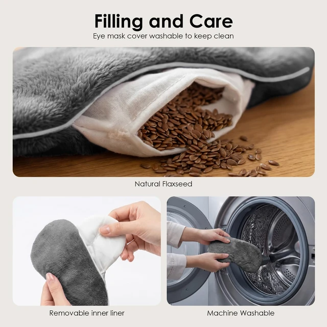 Alt view image 7 of 7 - Heated Eye Mask for Dry Eyes & Stye - Microwavable Warm Compress | For Blepharitis, Chalazion, MGD-Lightweight, No Heavy Pressure-Reusable Moist Heat Mask with Natural Flaxseed (Gray)