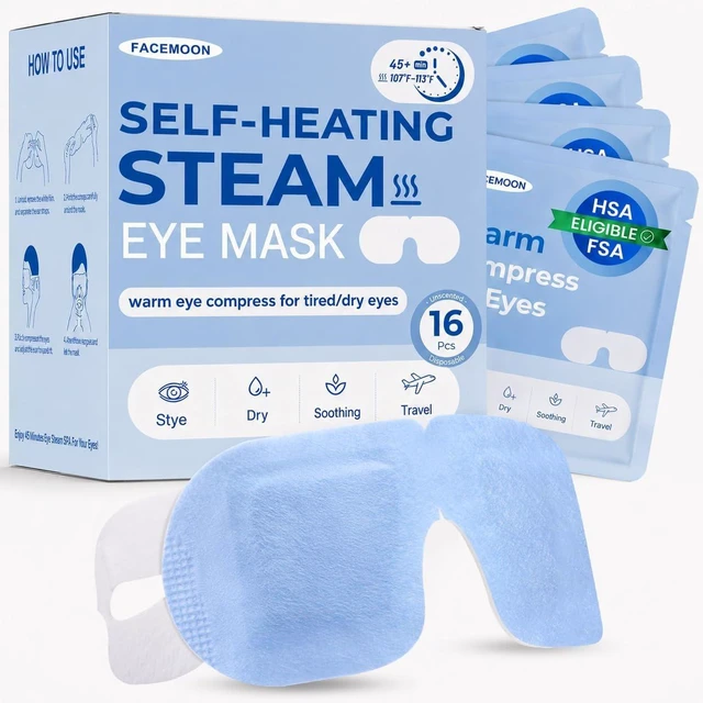 Main image of 16 Pack Steam Eye Masks for Dry Eyes, Disposable Self-Heating Warm Compress | FSA Eligible Items HSA, Unscented Heated Eye Masks for Stye & Tired Eyes, Bedtime, Office & Travel Relaxation