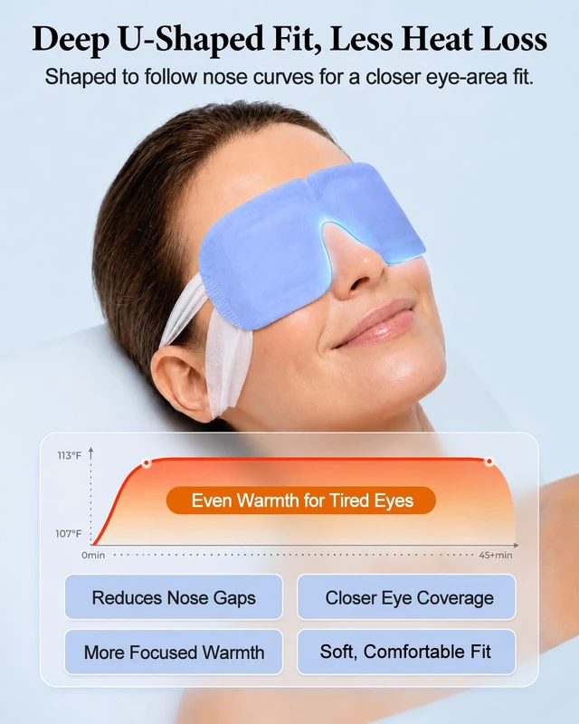Alt view image 3 of 7 - 16 Pack Steam Eye Masks for Dry Eyes, Disposable Self-Heating Warm Compress | FSA Eligible Items HSA, Unscented Heated Eye Masks for Stye & Tired Eyes, Bedtime, Office & Travel Relaxation