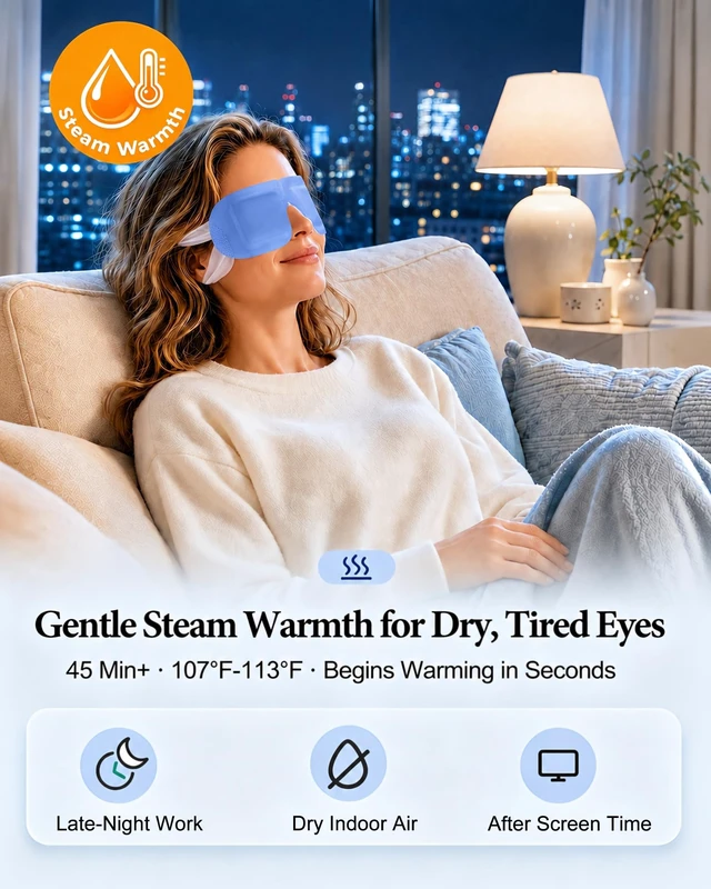Alt view image 2 of 7 - 16 Pack Steam Eye Masks for Dry Eyes, Disposable Self-Heating Warm Compress | FSA Eligible Items HSA, Unscented Heated Eye Masks for Stye & Tired Eyes, Bedtime, Office & Travel Relaxation