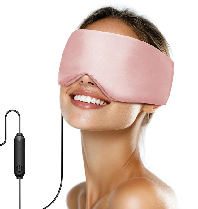 Main image of Electric Heated Eye Mask for Dry Eyes, Warm Eye Compress | USB Corded, Silk Soft, Sinus Relieve, Tension Headache, 3 Temp Settings, 30-Min Auto Off, Travel, Gift for Family