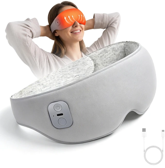Main image of Heated Eye Mask Cordless Relieves Dry Eyes FatigueGrey | Premium Fabric Skin-Friendly, Cordless, 3 Heat Settings, Rechargeable, Ideal Gift for Women Men