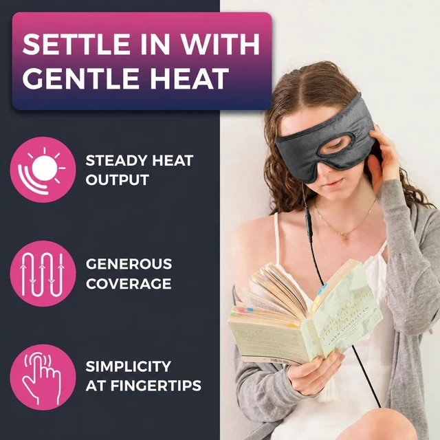 Alt view image 4 of 7 - Single Eye Heating Pad for Eyelid cComfort, Electric Eye Warm Compress | 12V Safe Warmth: 3 Temps, 5 Auto-Off Timers & Thermostat. Skin-Friendly with Vision-Hole Design