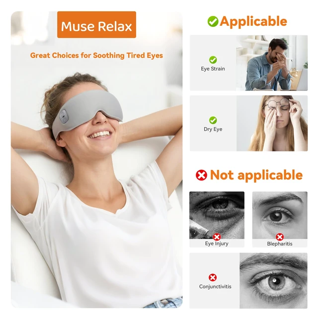 Alt view image 4 of 7 - Heated Eye Mask Cordless Relieves Dry Eyes FatigueGrey | Premium Fabric Skin-Friendly, Cordless, 3 Heat Settings, Rechargeable, Ideal Gift for Women Men