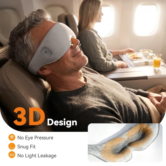 Alt view image 5 of 7 - Heated Eye Mask Cordless Relieves Dry Eyes FatigueGrey | Premium Fabric Skin-Friendly, Cordless, 3 Heat Settings, Rechargeable, Ideal Gift for Women Men