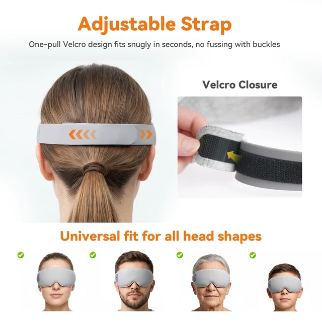 Alt view image 6 of 7 - Heated Eye Mask Cordless Relieves Dry Eyes FatigueGrey | Premium Fabric Skin-Friendly, Cordless, 3 Heat Settings, Rechargeable, Ideal Gift for Women Men