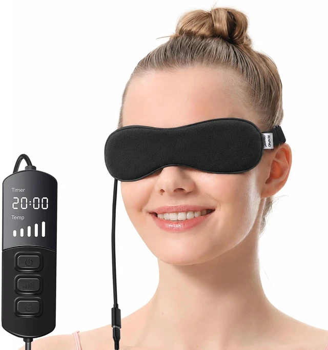 Main image of Heated Eye Mask for Dry Eyes, Warm Eye Compress with Flaxseed Graphene FIR for MGD, Dry Eye Syndrome, Chalazion Blepharitis Treatment, Steam Moist Heat Therapy to Unclog Glands (Black)