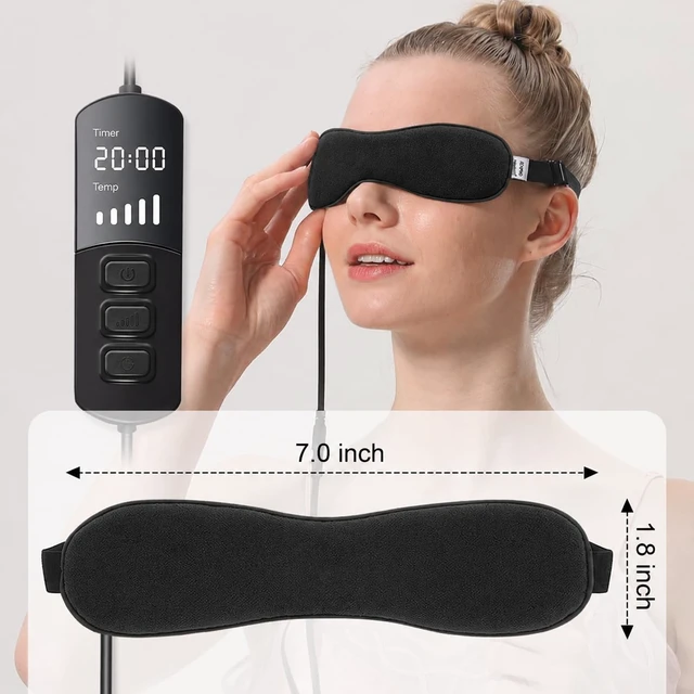 Alt view image 7 of 7 - Heated Eye Mask for Dry Eyes, Warm Eye Compress with Flaxseed Graphene FIR for MGD, Dry Eye Syndrome, Chalazion Blepharitis Treatment, Steam Moist Heat Therapy to Unclog Glands (Black)